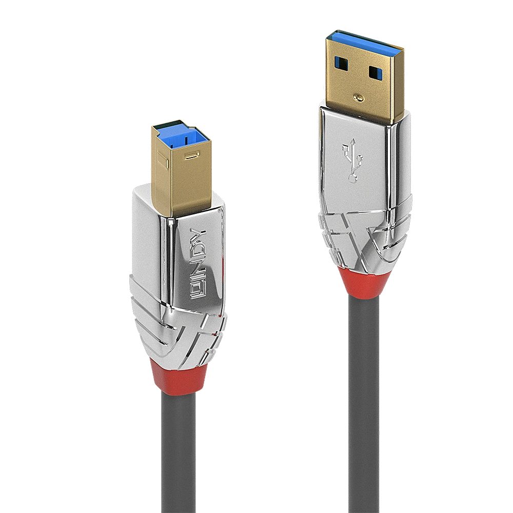 USB Kabelis - LINDY Cromo Line USB 3.0 Type A į B Laidas, 5Gbps, 3 m, Pilkas