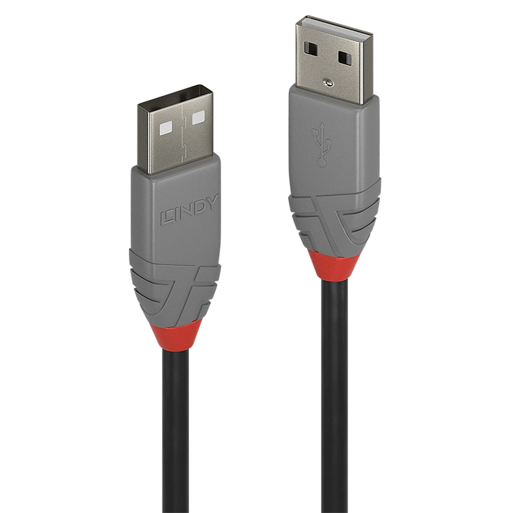 USB Kabelis - LINDY Anthra Line USB 2.0 Type A į A Laidas, M/M, 0.5 m, Juodas