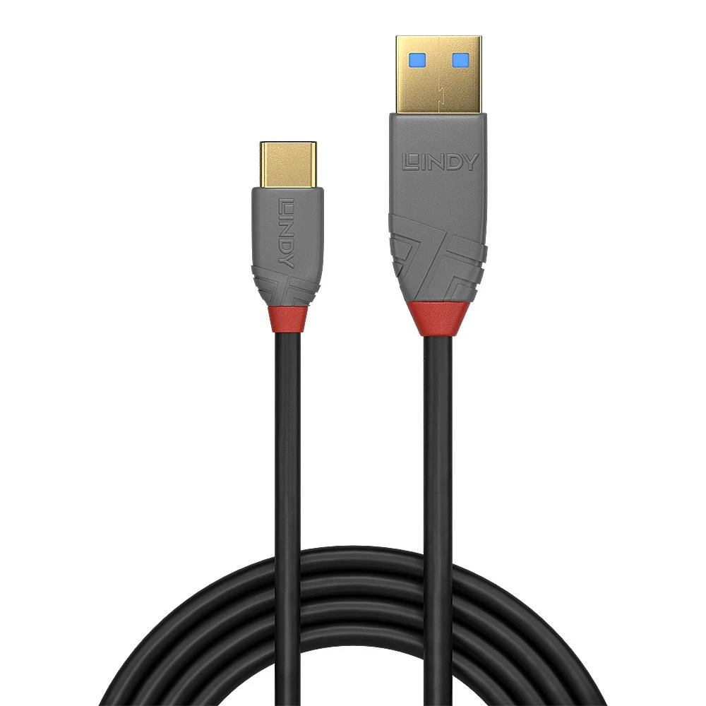 USB Kabelis - LINDY Anthra Line USB 2.0 Type A į C Laidas M/M, 1 m, Juodas