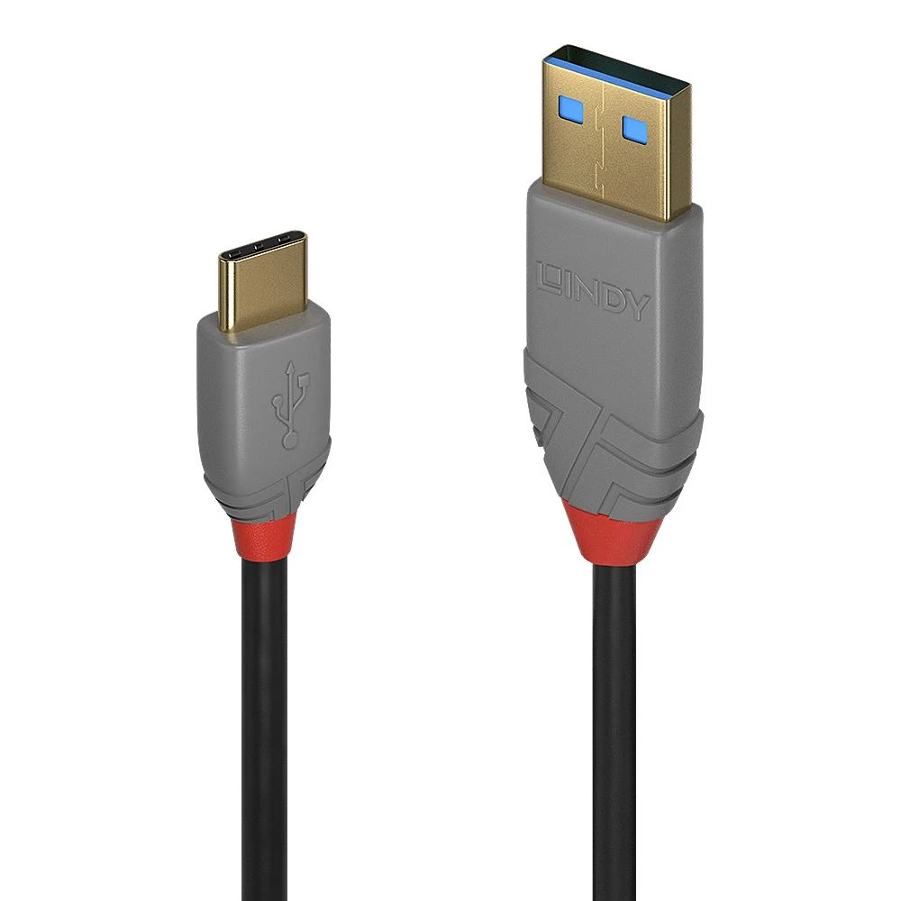 USB Kabelis - LINDY Anthra Line USB 2.0 Type A į C Laidas M/M, 3 m, Juodas