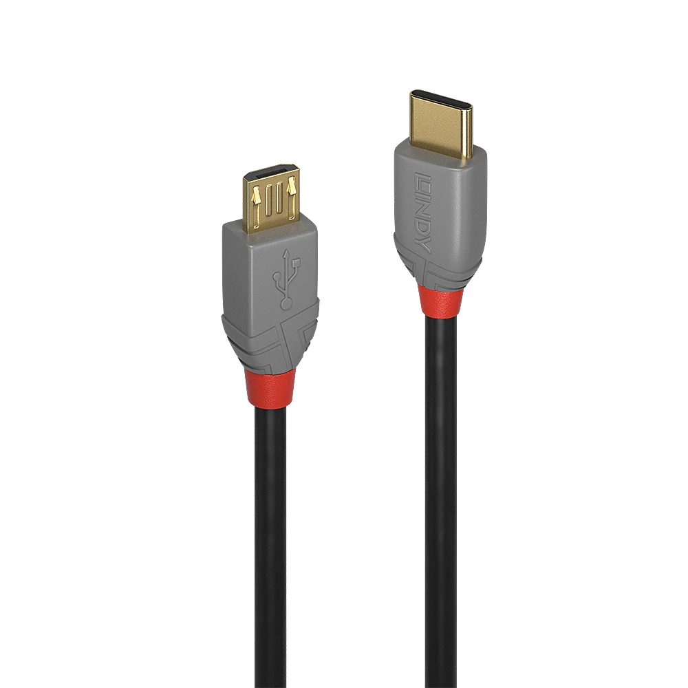 USB kabelis - LINDY 0.5m Type C į Micro-B 2.5W 480Mbps Anthra Line