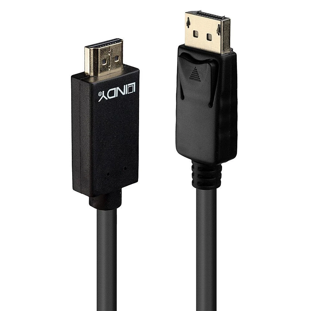 Lindy vaizdo laido HDMI ir DisplayPort jungtys
