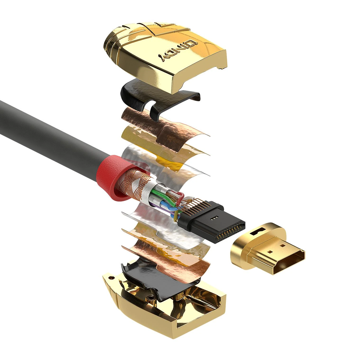 Lindy HDMI 2.0 didelės spartos M/M 5m pilka/auksinis