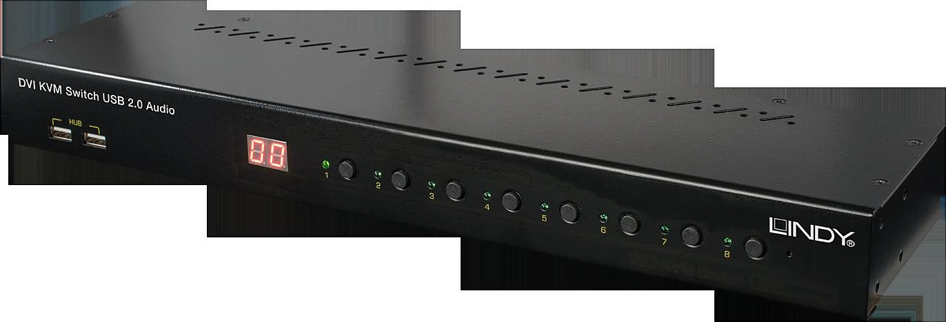 KVM Perjungiklis - LINDY 8 Prievadų DVI-I USB 2.0 garso KVM Perjungiklis 1920x1200@60Hz