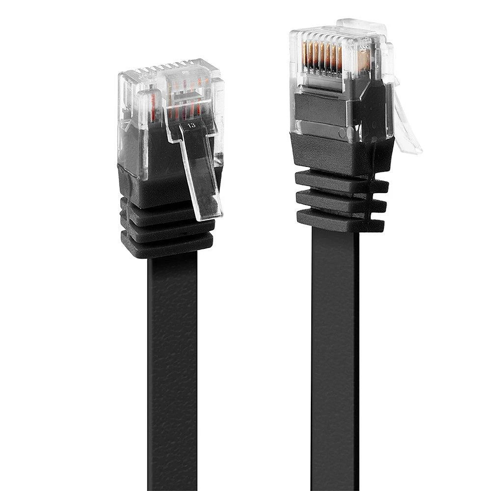 Lindy Patchcord RJ45, 3m, plokščias, juodas (47523)