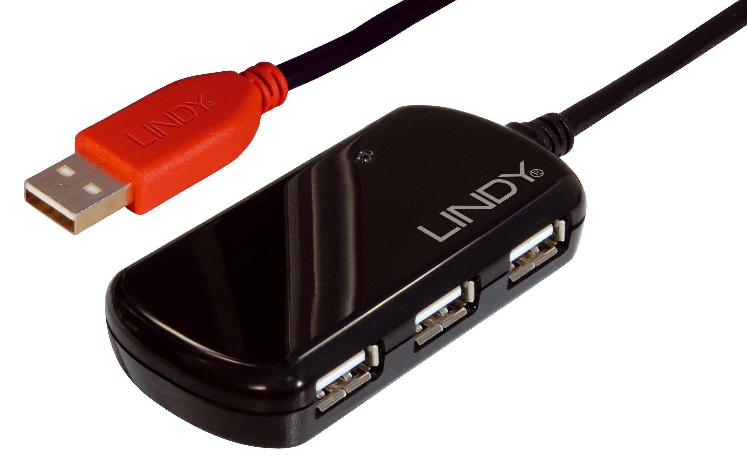 LINDY USB 2.0 aktyvus šakotuvas su raudona jungtimi