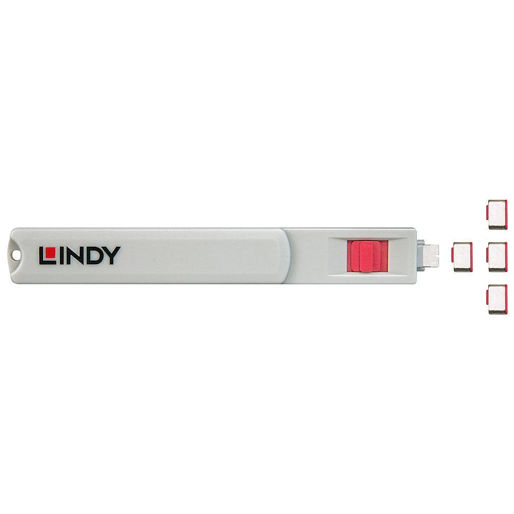 USB Priedas - LINDY USB C Prievado Blokatorių Rinkinys, 4 vnt. + raktas, ABS, Rožinė