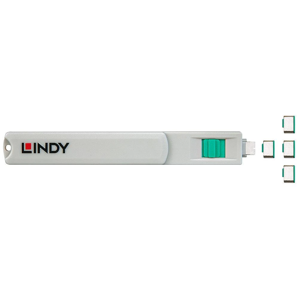 USB Priedas - LINDY USB C Prievado Blokatorių Rinkinys, 4 vnt. + raktas, Žalias