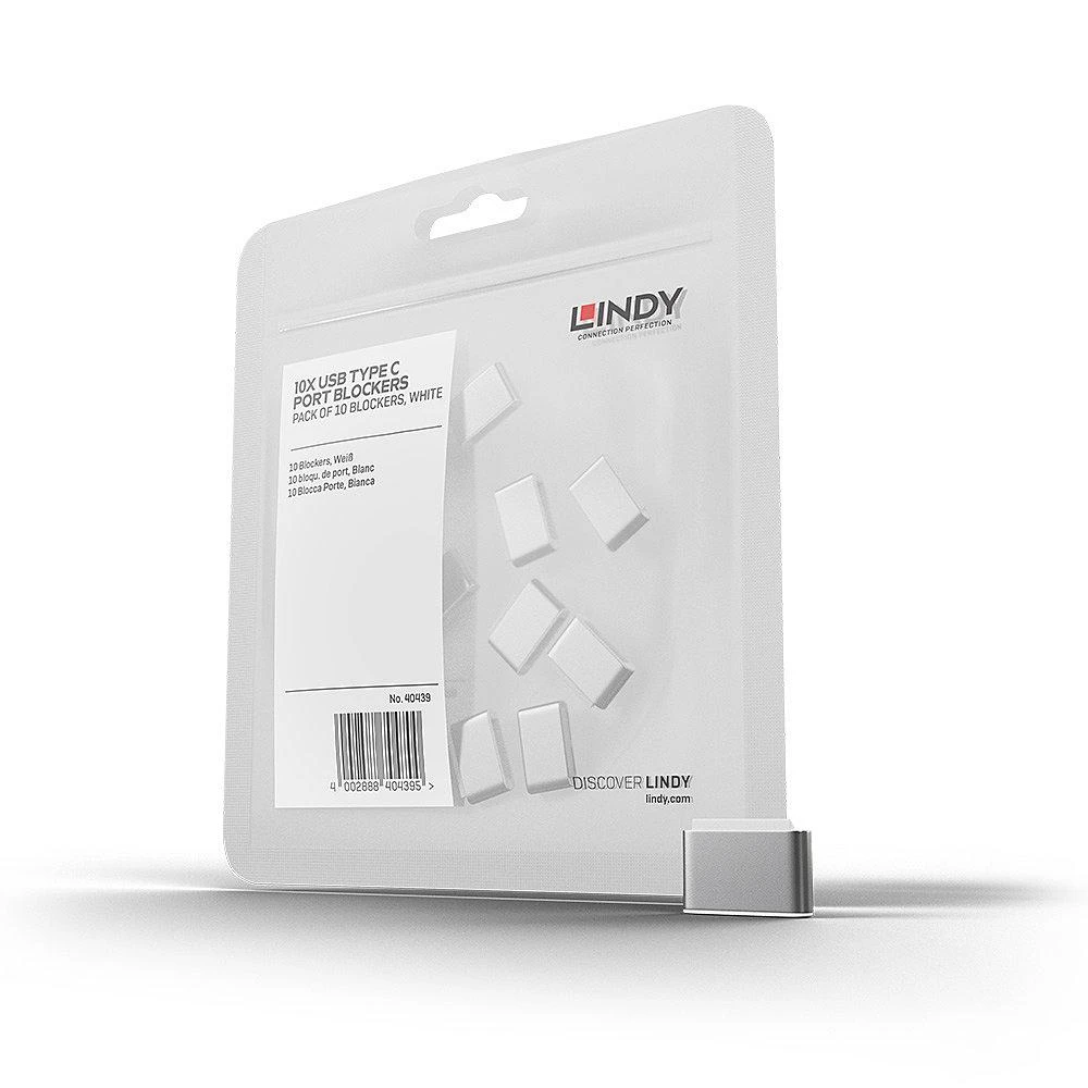 USB Priedas - LINDY USB C Prievado Blokatoriai, ABS, 8.25x5.15x2.4mm, Balti, 10 vnt.