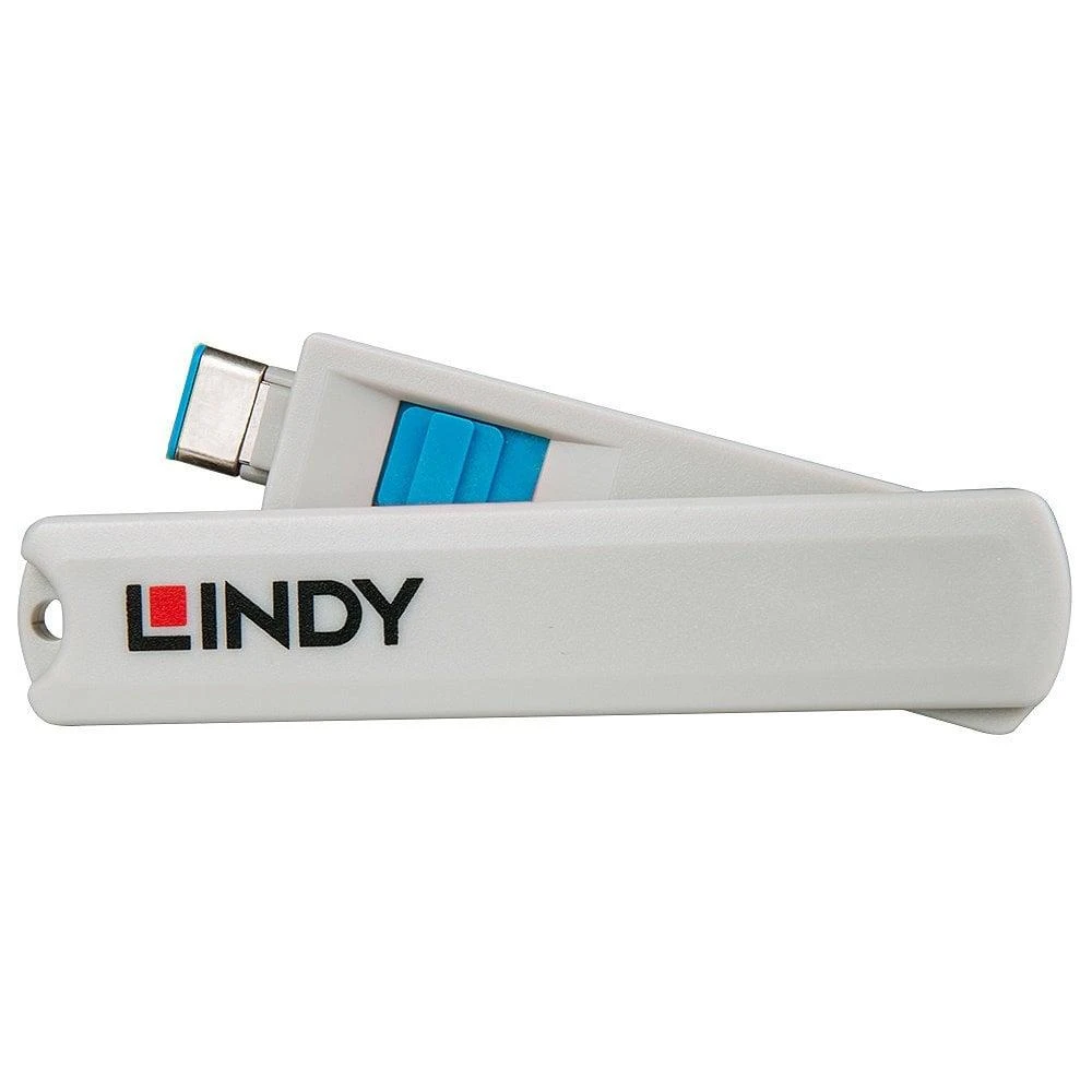 USB Priedas - LINDY USB C Prievado Blokatorių Rinkinys, 4 vnt. + raktas, ABS, Mėlynas