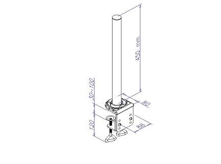 Laikiklis Darbo Stalo Spaustukas - LINDY Modulinis 450mm Stalo Spaustuko Stulpas, 9kg Talpa, Aliuminis, 450x80x88mm