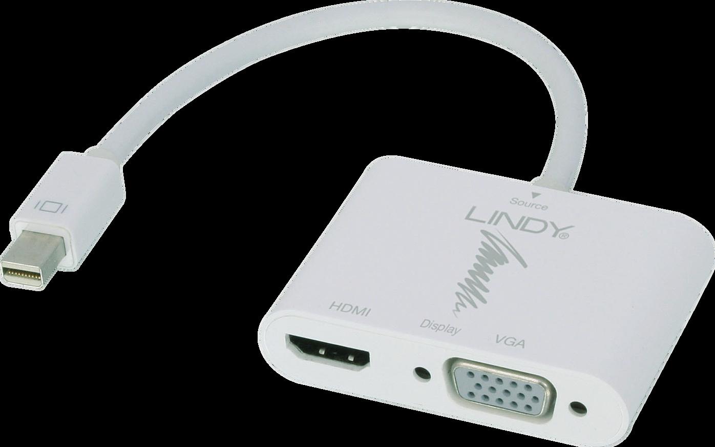Adapteris - LINDY Mini DisplayPort į HDMI ir VGA keitiklis 3840x2160 60Hz