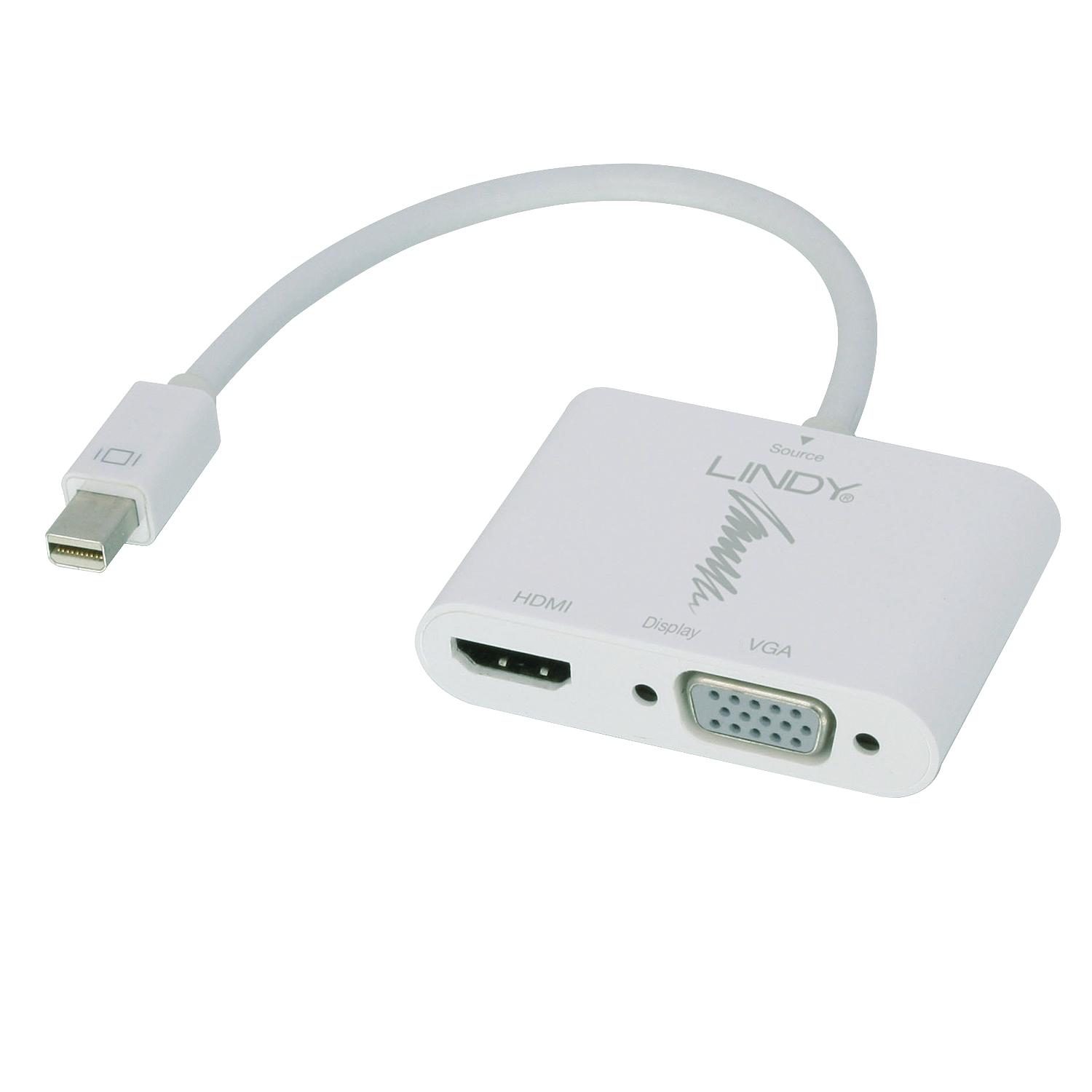 Adapteris - LINDY Mini DisplayPort į HDMI ir VGA keitiklis 3840x2160 60Hz