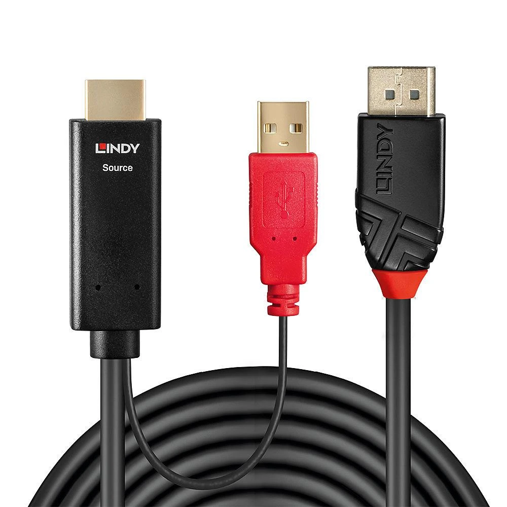 Lindy HDMI į DisplayPort adapteris su USB maitinimu