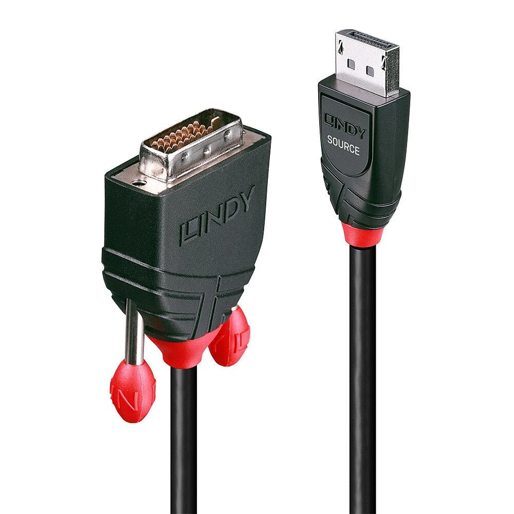 LINDY DisplayPort į DVI adapterio kabelis su raudonomis jungtimis
