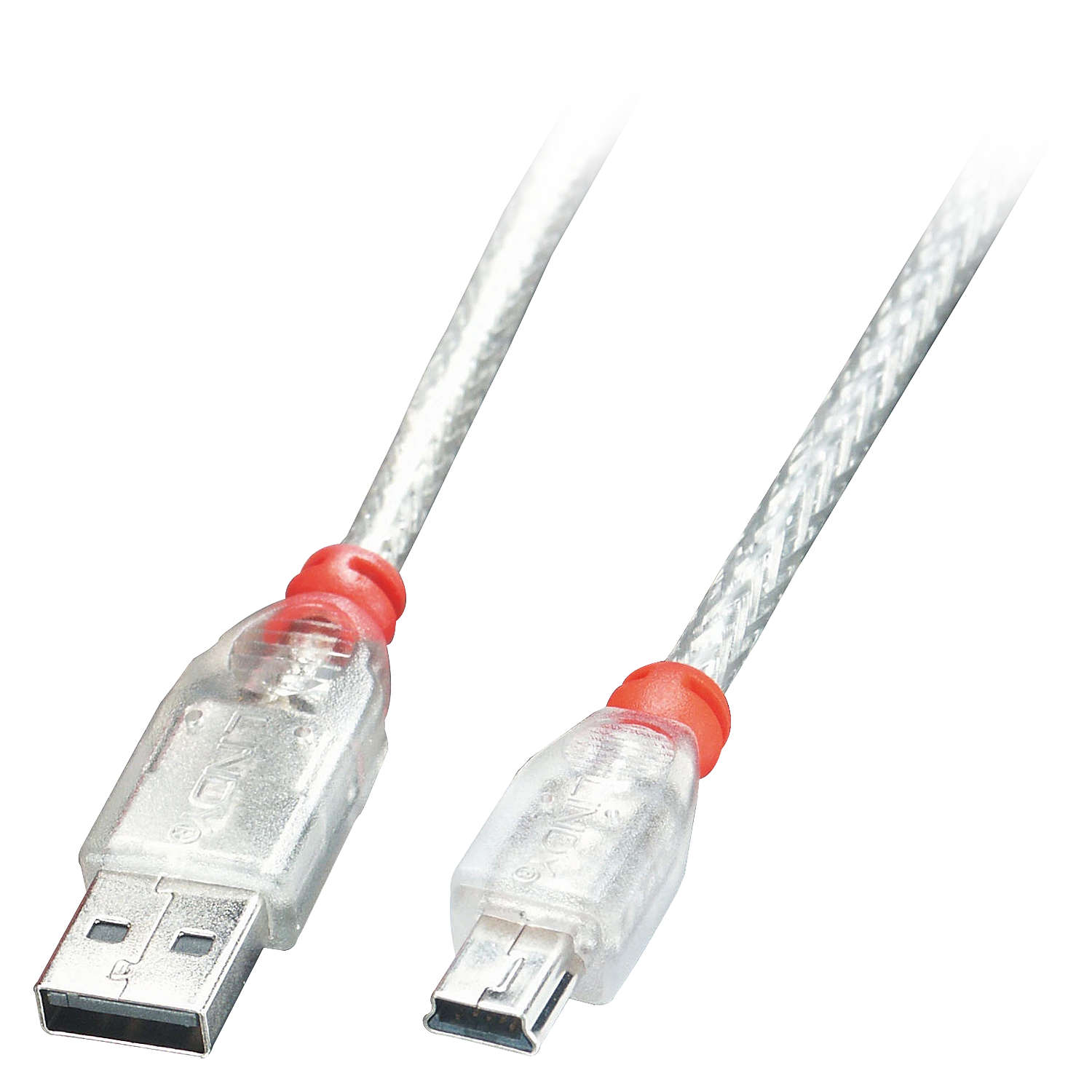 USB Kabelis - LINDY USB 2.0 tipo A į Mini-B Laidas, M/M, Didelio Greičio, 0.5 m, Skaidrus