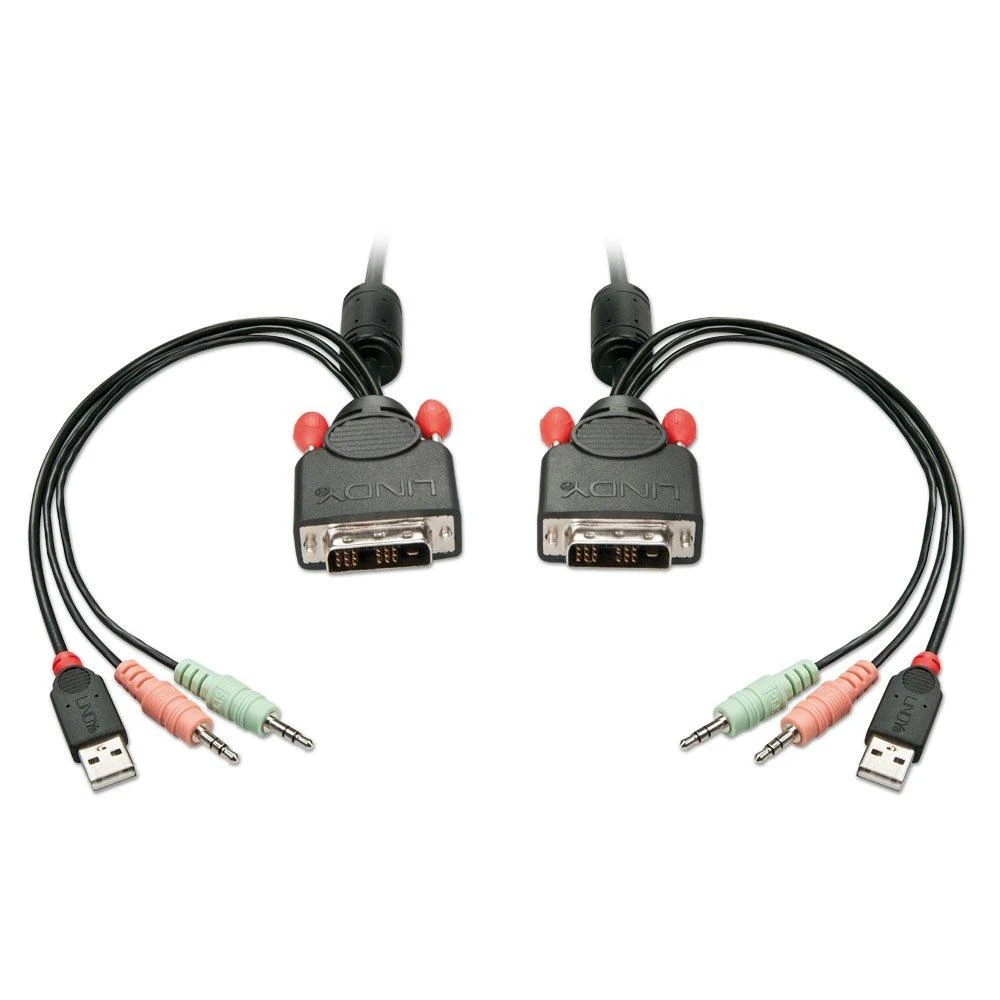 Lindy KVM Jungiklis - 2 Port DVI-D USB 2.0 Garso KVM 1920x1200@60Hz