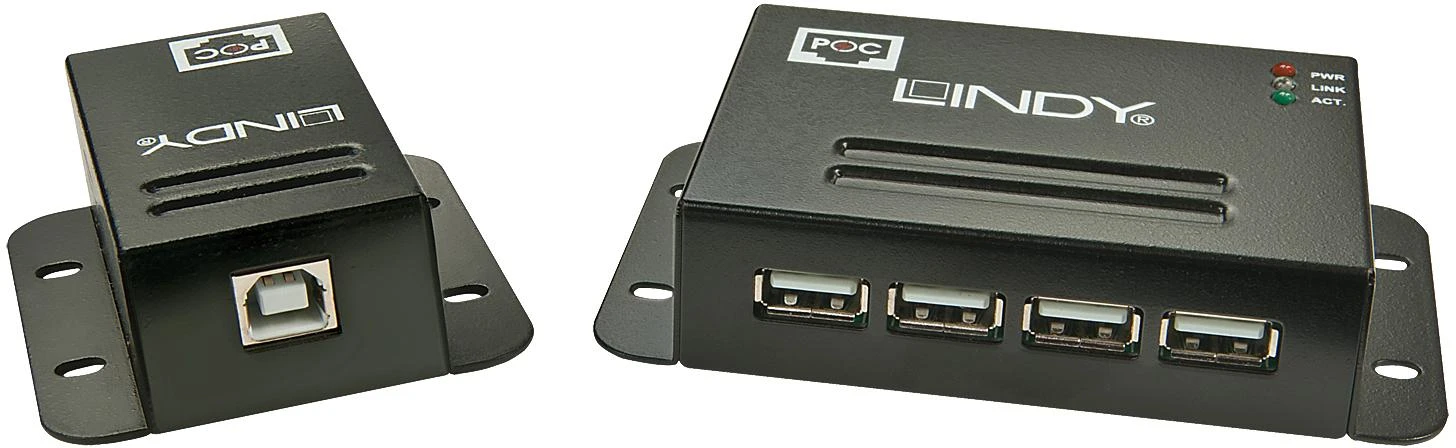 Lindy USB 2.0 4 prievadų Cat.6 50m juodas