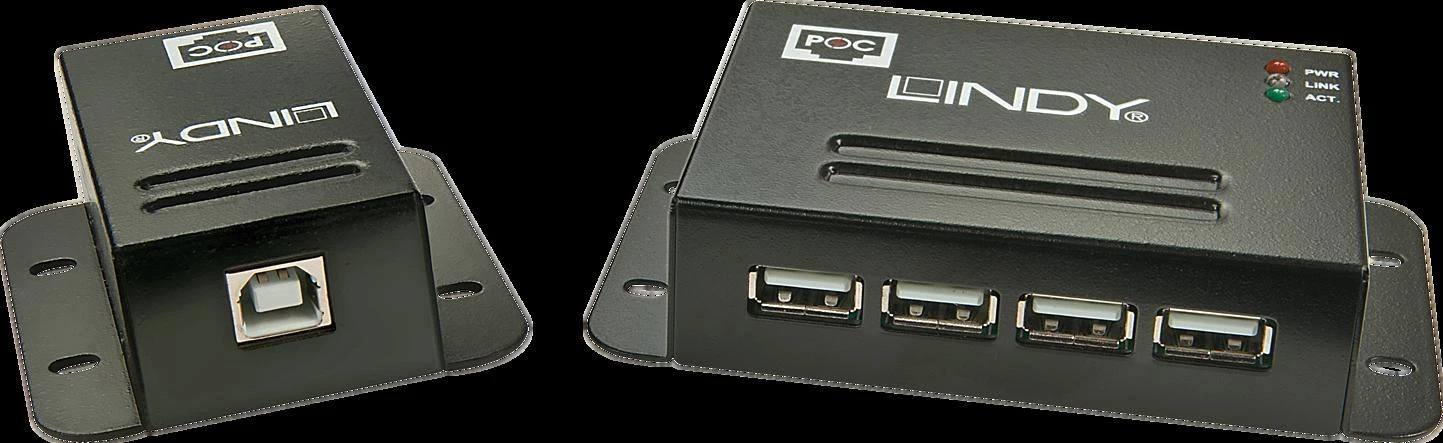 Lindy USB 2.0 4 prievadų Cat.6 50m juodas