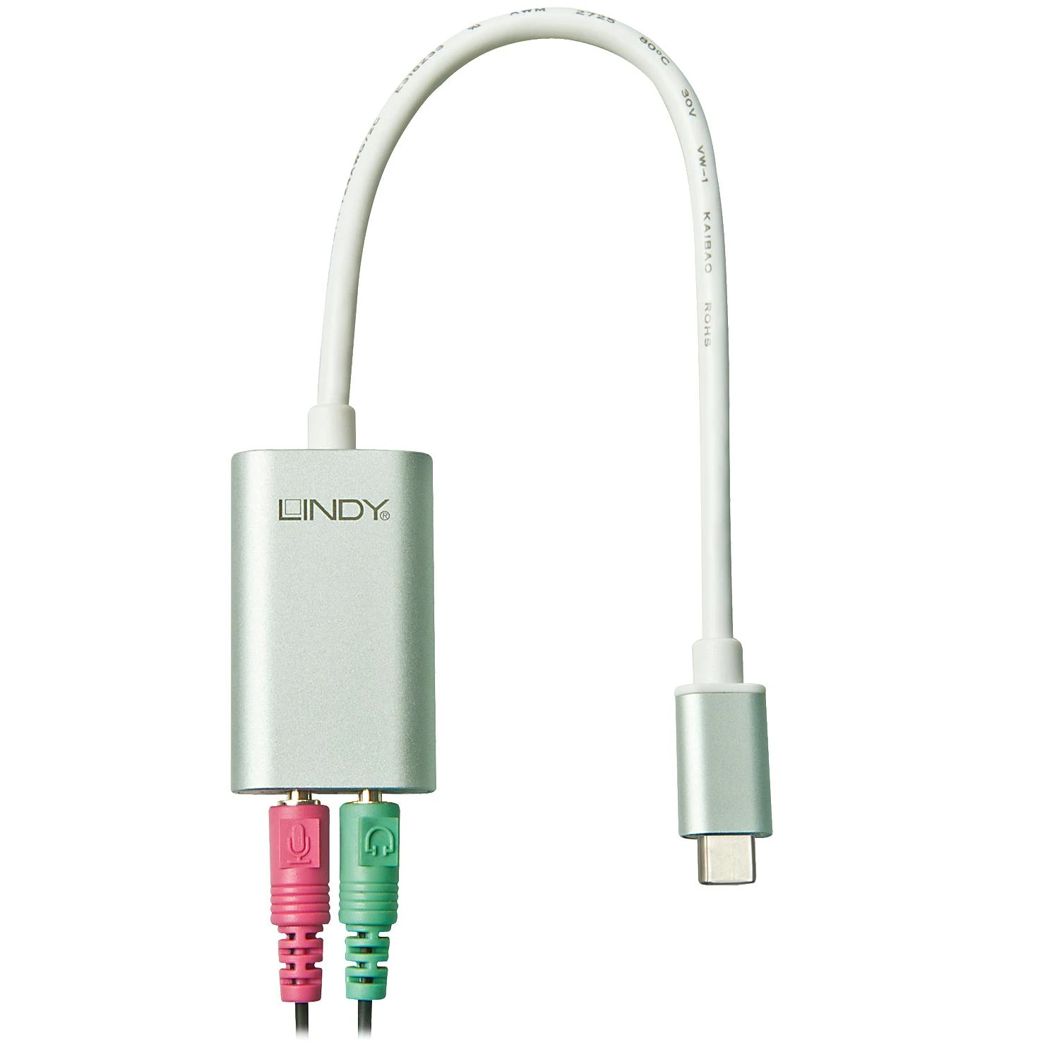 Lindy USB-C į 3.5mm garso konverteris su integruotais lizdais