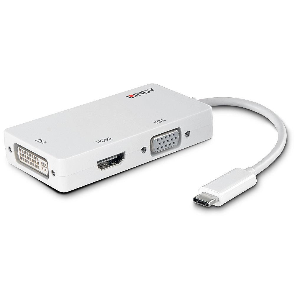 Adapteris - LINDY USB Type C Triple Ekranas Converter HDMI DVI VGA 3840x2160