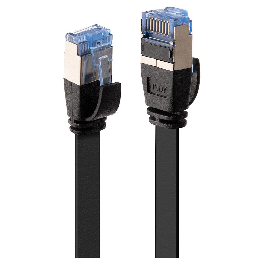 Tinklo Kabelis - LINDY Cat.6A U/FTP Plokščias Tinklo Kabelis, RJ45, M/M, 500MHz, 32AWG, 3 m, Juodas