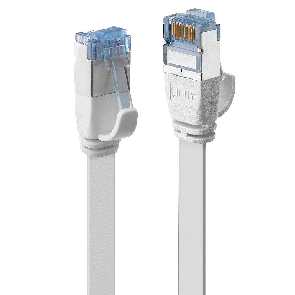 Tinklo Kabelis - LINDY Cat.6A U/FTP Plokščias Tinklo Kabelis, RJ45, M/M, 500MHz, 32AWG, 10 m, Baltas