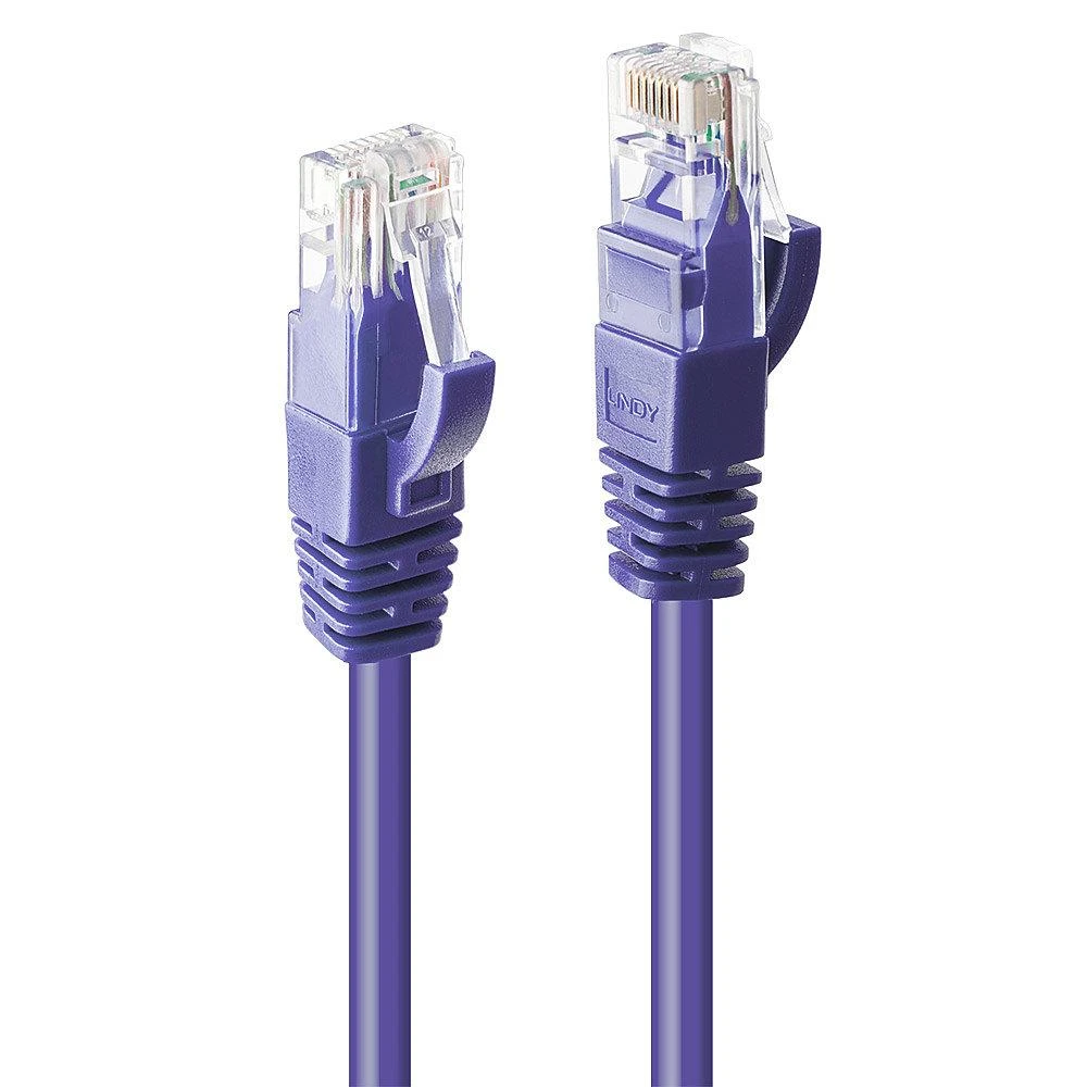 Tinklo Kabelis - LINDY Cat.6 U/UTP Tinklo Kabelis, RJ45, M/M, 250MHz, 1 m, Purpurinis