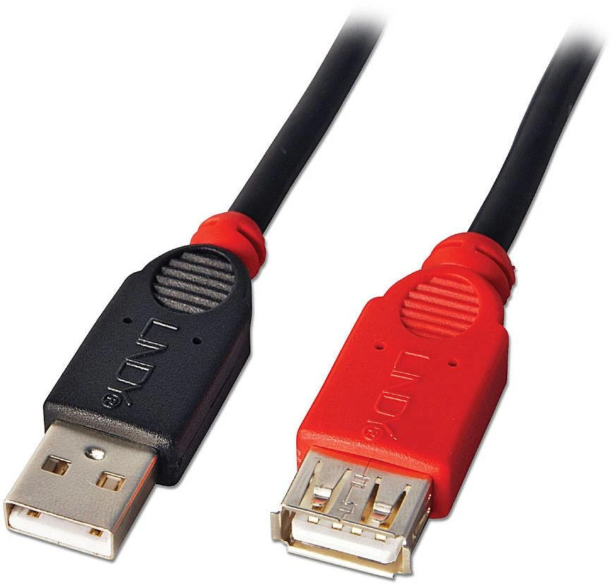 USB Prailginimo Laidas - LINDY Aktyvus Plonas USB 2.0 Prailginimo Laidas, M/F, 480 Mbps, 5 m, Juodas