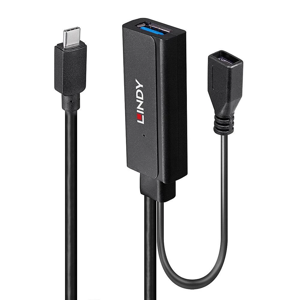 USB Prailginimo Laidas - LINDY USB 3.2 C/A Prailginimo Laidas 5Gbps 5m, Juodas