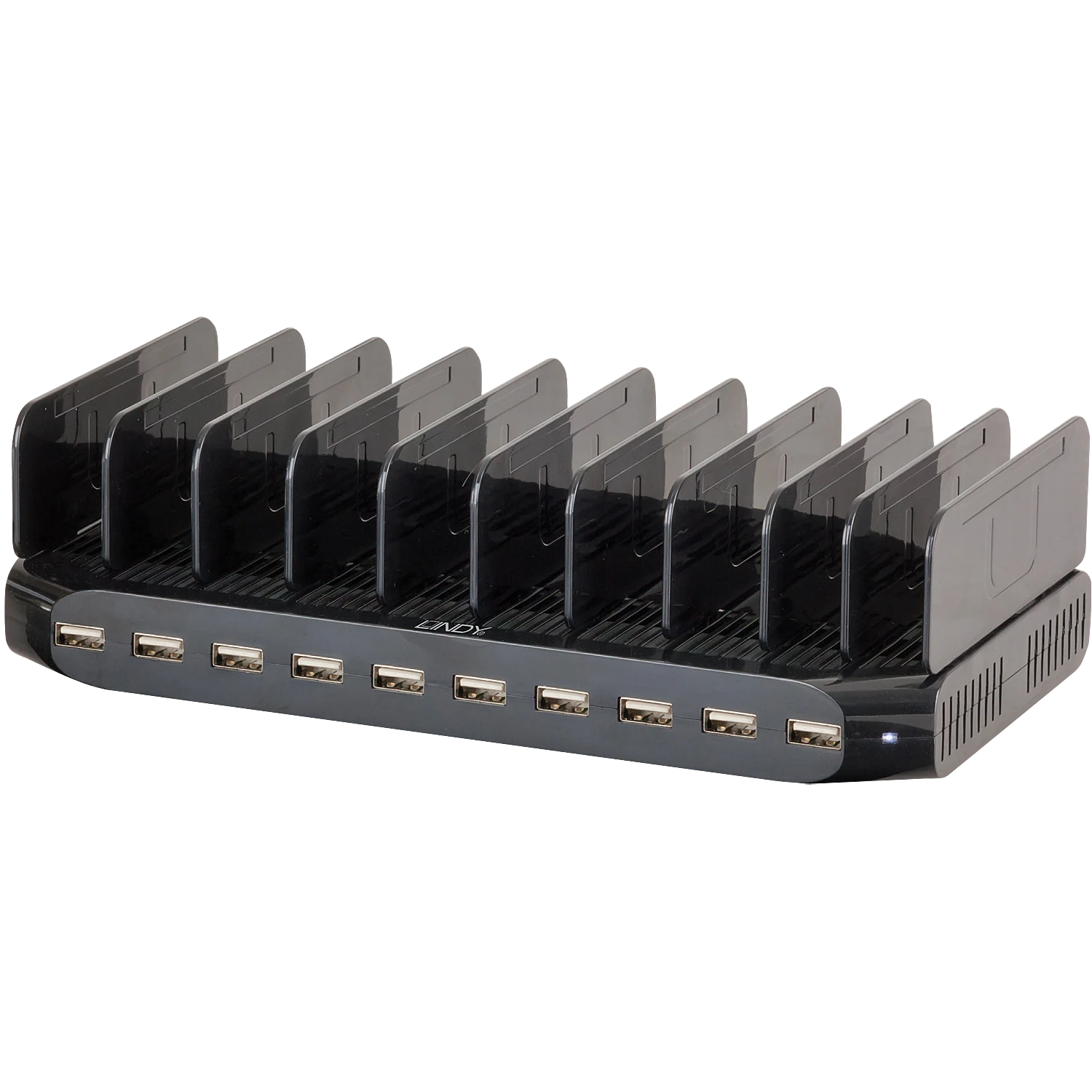 USB Įkrovimo Stotelė - LINDY USB Įkrovimo Stotelė, 96W, 10 Jungčių, USB Type A, 5V/18A, Juoda