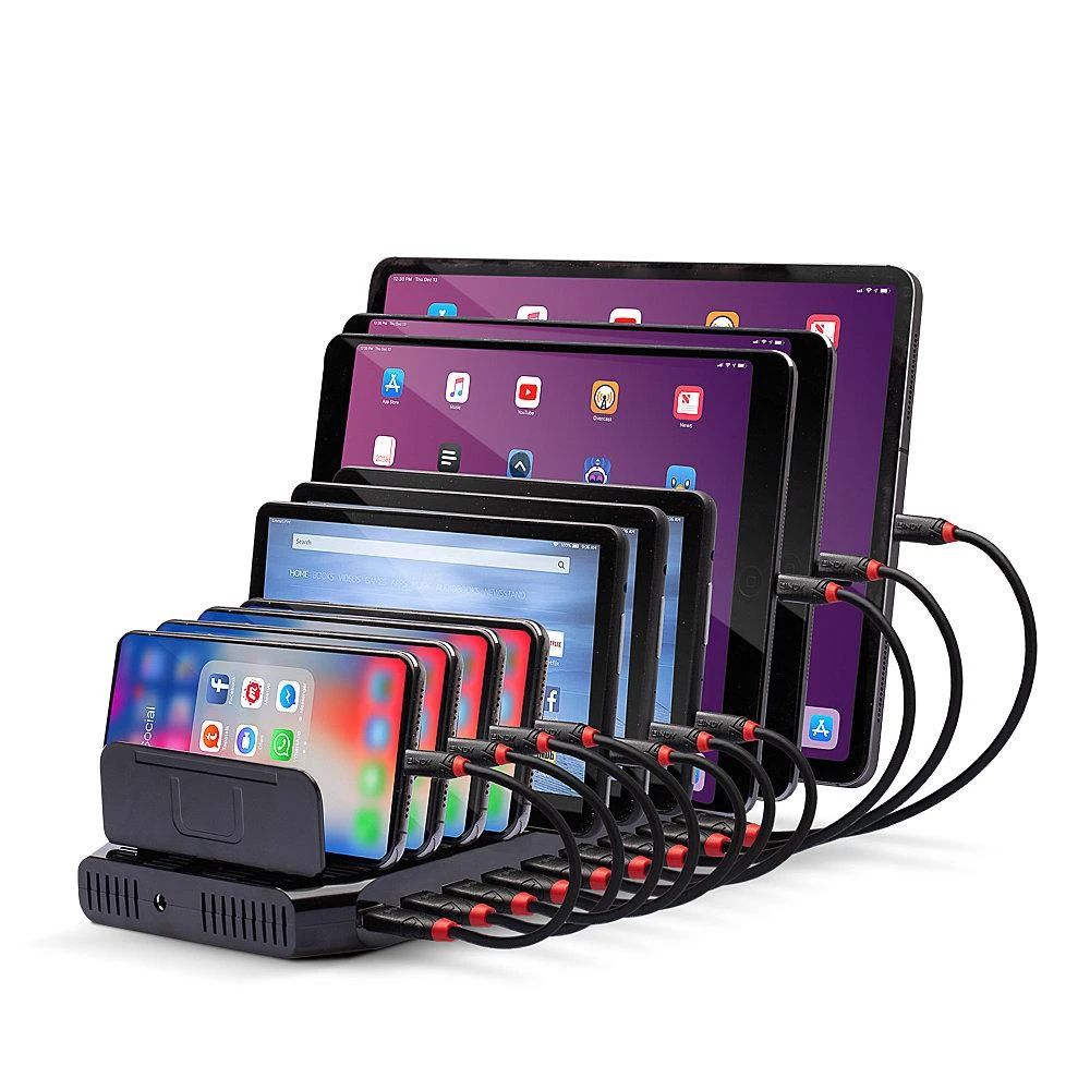 USB Įkrovimo Stotelė - LINDY USB Įkrovimo Stotelė, 96W, 10 Jungčių, USB Type A, 5V/18A, Juoda