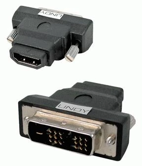 Adapteris - LINDY HDMI F/M į DVI-D M Adapteris, 1920x1200, Auksiniai Kontaktai, Juodas