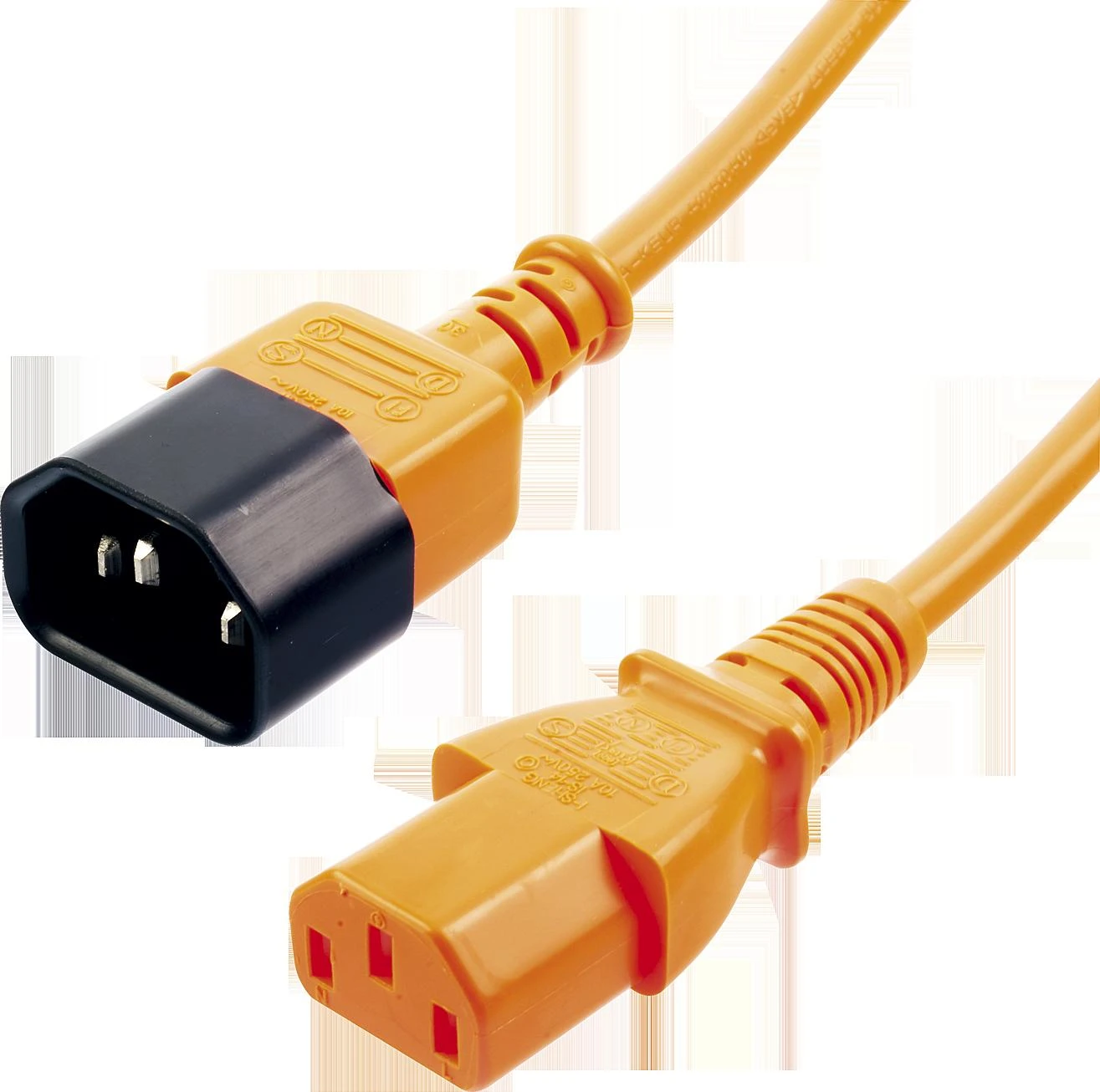 Oranžinis IEC C14 į C13 maitinimo laidas