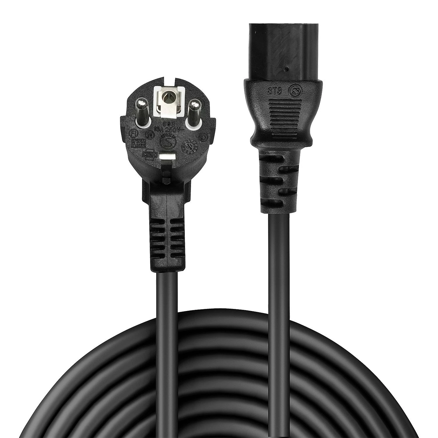 Maitinimo Laidas - LINDY Schuko Kištukas į C13, 0.7m, 10A/250V, Varis, PVC, Juodas
