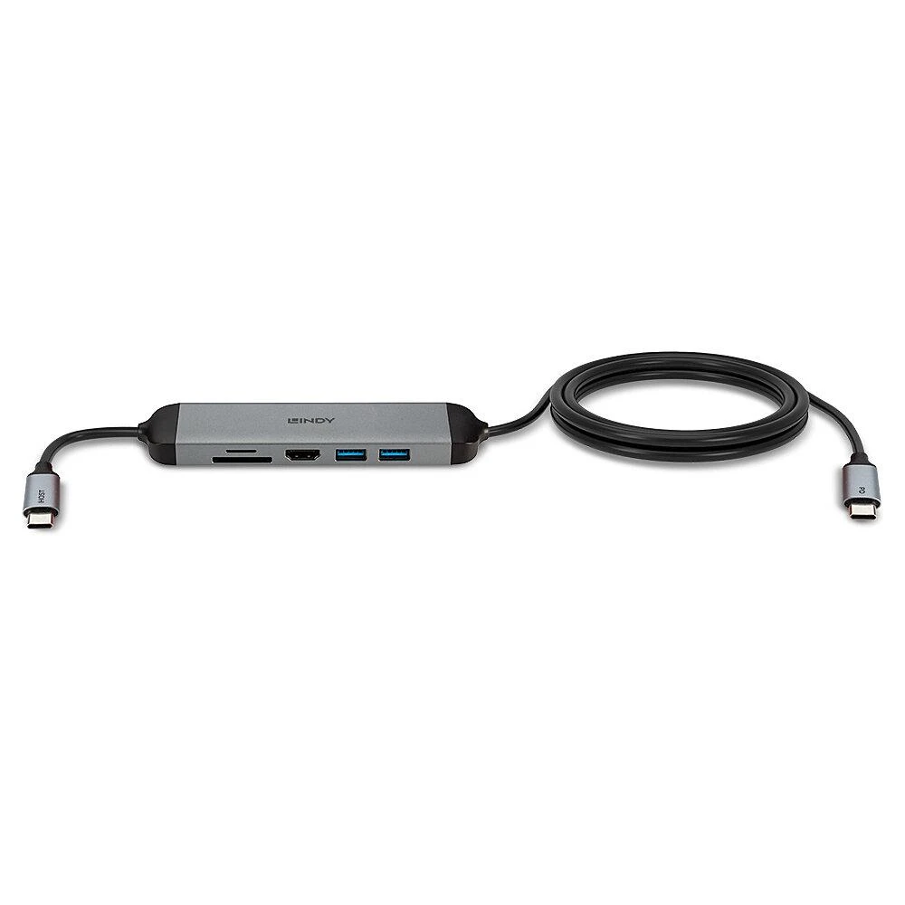 USB-C Dokų Stotis - Lindy DST-Micro 140, 4K HDMI, PD 3.0 60W, USB 3.2 Gen 1