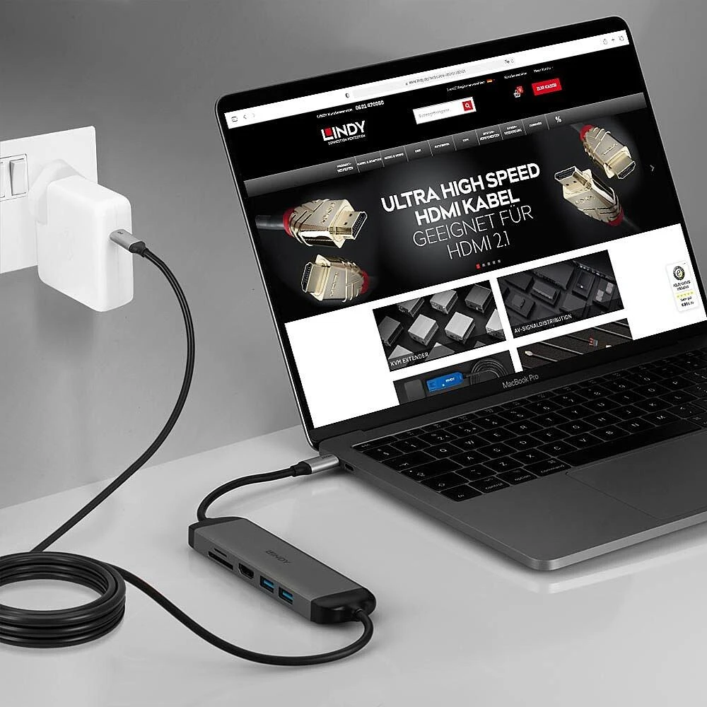 USB-C Dokų Stotis - Lindy DST-Micro 140, 4K HDMI, PD 3.0 60W, USB 3.2 Gen 1