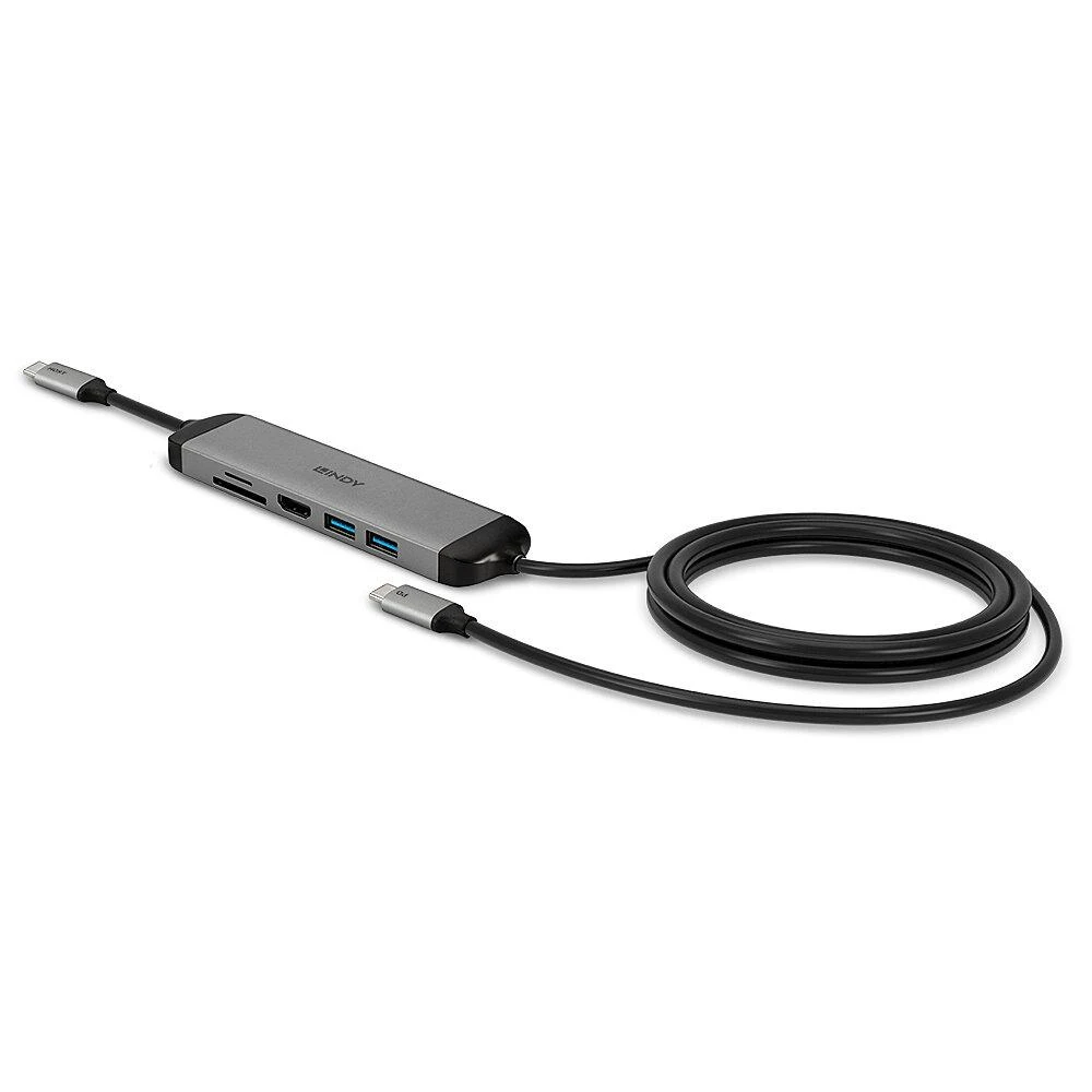 USB-C Dokų Stotis - Lindy DST-Micro 140, 4K HDMI, PD 3.0 60W, USB 3.2 Gen 1
