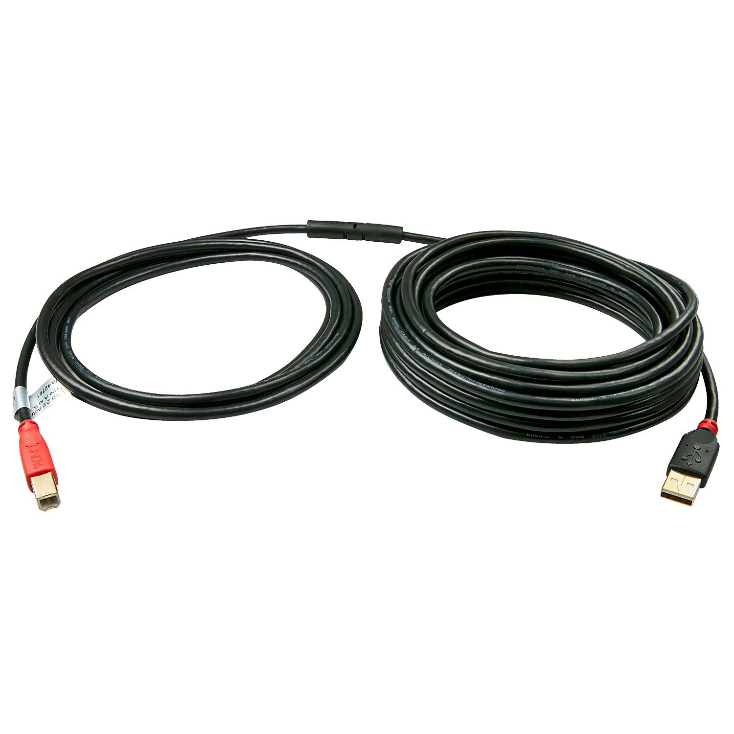 USB Kabelis - LINDY USB 2.0 A/B Aktyvus Laidas, Pratęsimas Tiesioginiam Prietaiso Prijungimui, 15 m, Juodas
