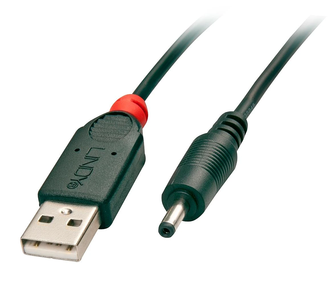 USB Kabelis - LINDY USB 2.0 Type A į 2.5 mm DC Laidas, 1.5 m, Juodas