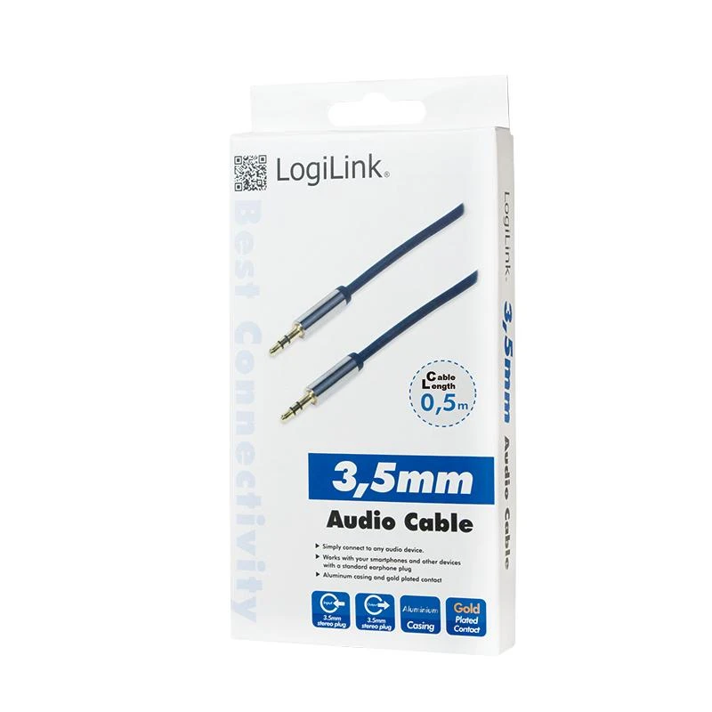 LOGILINK CA10050 LOGILINK - Garso kabelis 3.5 Stereo M/M, tiesus, 0.50 m, mėlynas