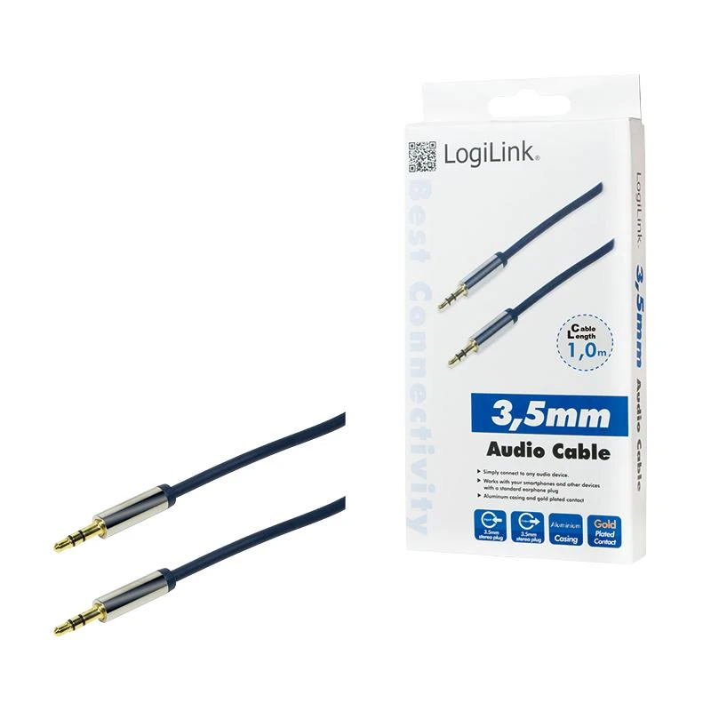 LOGILINK CA10100 LOGILINK - Garso kabelis 3.5 Stereo M/M, tiesus, 1.00 m, mėlynas