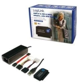 LogiLink Adapteris USB 2.0 iki 2.5 + 3.5 col. IDE + SATA HDD OTB - Juodas - 1xUSB A vyriškas 1x40 kontaktų SATA moteriškas 1x44 kontaktų SATA moteriškas