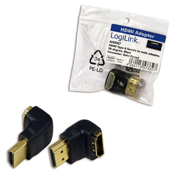 Mažo dydžio HDMI adapteris, AM į AF 90 laipsnių kampu | Logilink