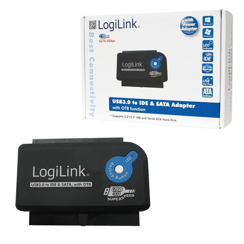LOGILINK AU0028A LOGILINK – USB 3.0 į IDE ir SATA adapteris su OTB
