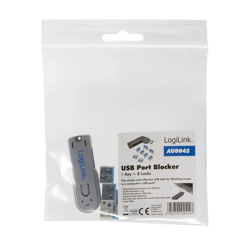 LogiLink USB užraktų rinkinys pakuotėje