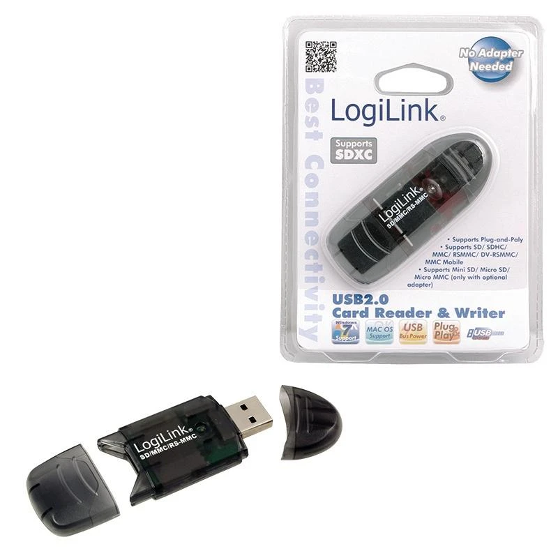 LogiLink USB 2.0 kortelių skaitytuvas su nuimamais dangteliais