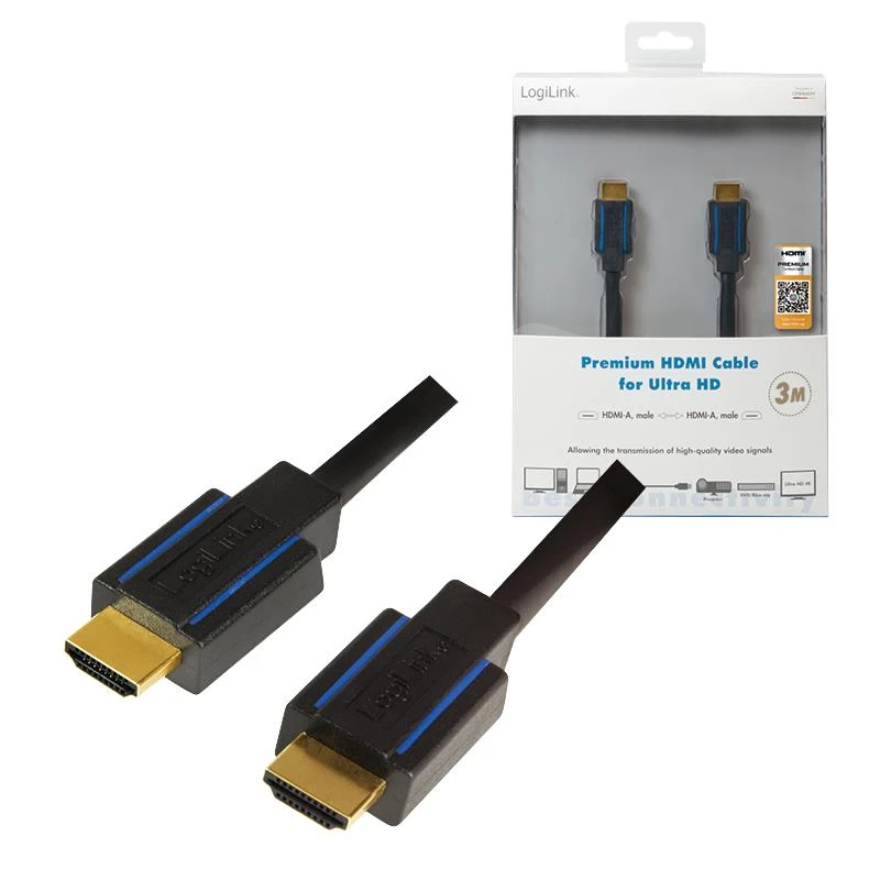 Logilink 3m HDMI kabelis su auksinėmis jungtimis