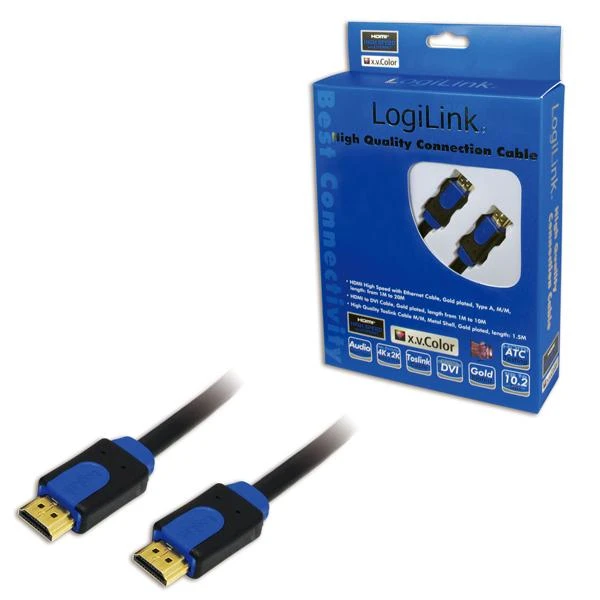 Logilink HDMI didelės spartos 2x HDMI A tipo vyriškas CHB1115 HDMI kabelis, Juodas, 15 m