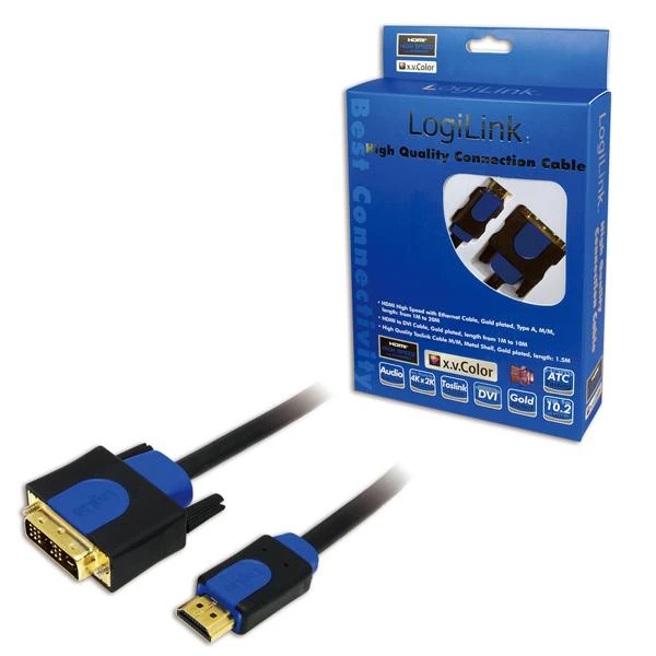 LogiLink kabelis HDMI-DVI su pakuote